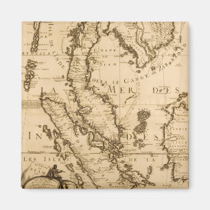 Imã Mapa antigo de 3Sudeste Asiático 1687