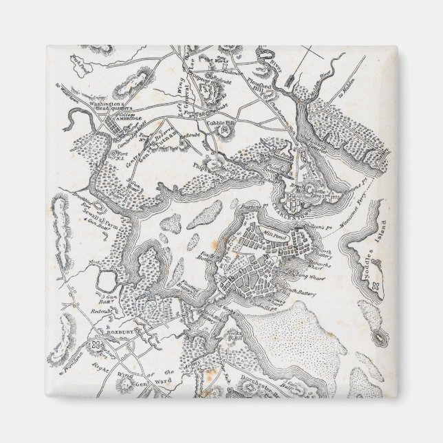 Imã Mapa antigo de Boston | 1775-1776 (Frente)