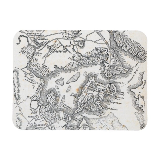 Ímã Mapa antigo de Boston | 1775-1776 (Horizontal)