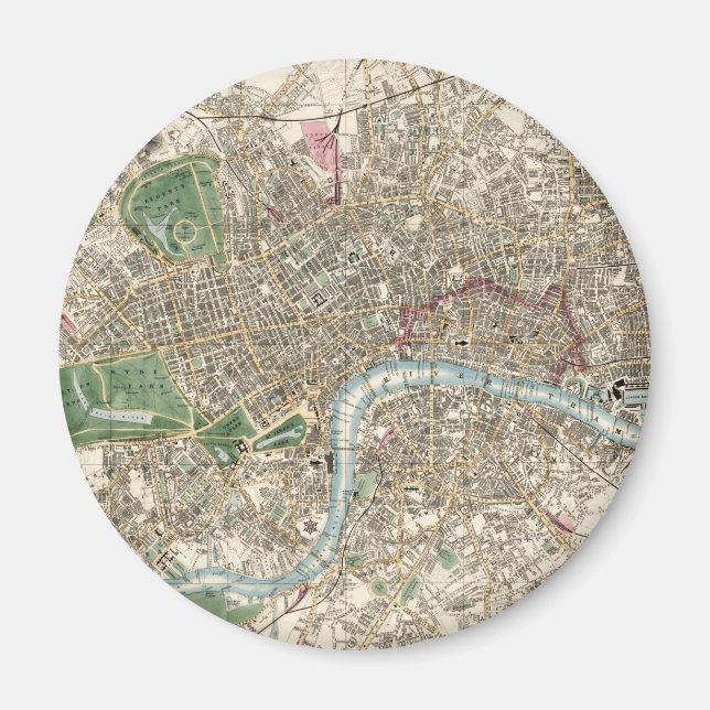 Imã Mapa Antigo de Londres, Inglaterra (1853) (Frente)