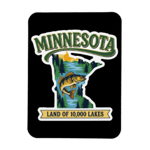 Ímã Mapa Antigo de Minnesota Terra dos 10000 Lagos