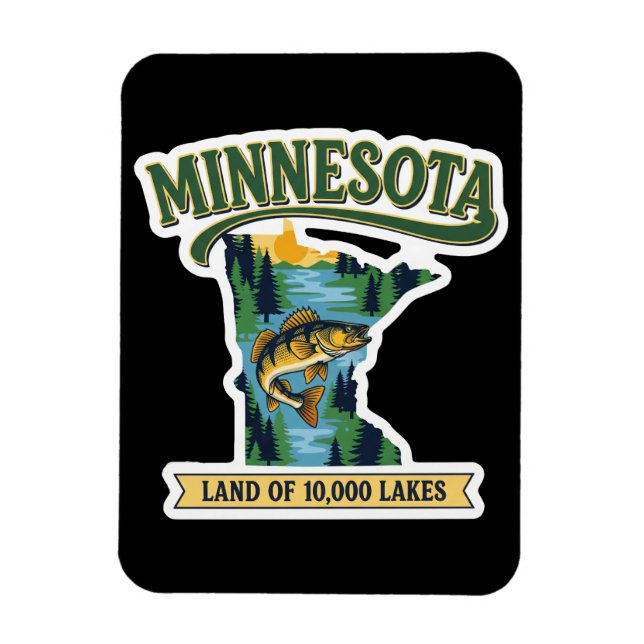 Ímã Mapa Antigo de Minnesota Terra dos 10000 Lagos (Vertical)