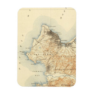 Ímã Mapa Antigo de Monterey Carmel-by-the-Sea Califórn