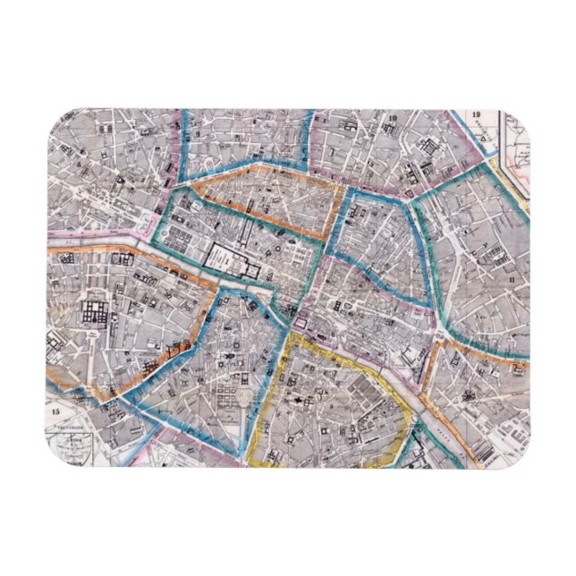 Ímã Mapa antigo de Paris (Horizontal)