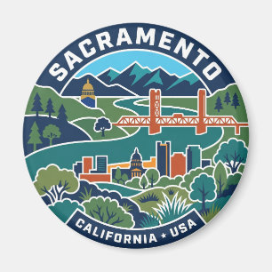 Imã Mapa Antigo de Sacramento Califórnia