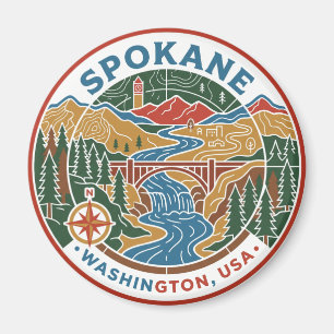 Imã Mapa Antigo de Spokane Washington EUA