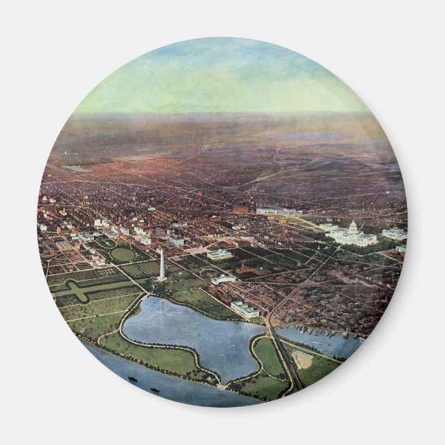 Imã Mapa antigo de Washington DC e do Rio Potomac (Frente)