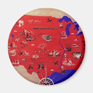 Imã Mapa Antigo do Bureau de Turismo dos Estados Unido