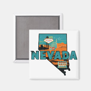 Imã Mapa Antigo do Estado de Nevada EUA Viagem