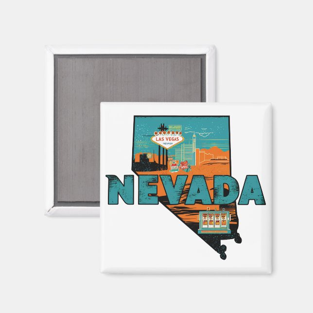 Imã Mapa Antigo do Estado de Nevada EUA Viagem (Front/Back)
