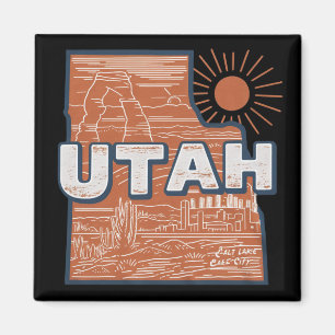Imã Mapa Antigo do Estado de Utah Mapa Retro de Viagen