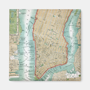 Imã Mapa antigo do Lower Manhattan e do Central Park