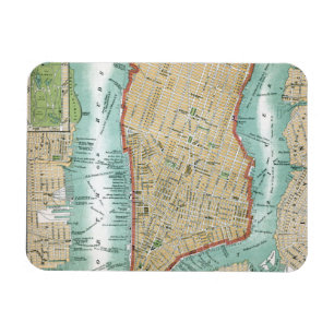 Ímã Mapa antigo do Lower Manhattan e do Central Park
