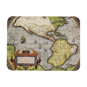 Ímã Mapa Antigo do Mundo das Américas, 1570