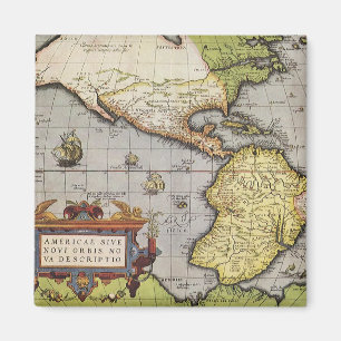 Imã Mapa Antigo do Mundo das Américas, 1570