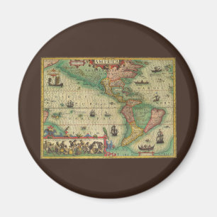 Imã Mapa Antigo do Mundo das Américas, 1606