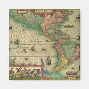 Imã Mapa Antigo do Mundo das Américas por Hondius