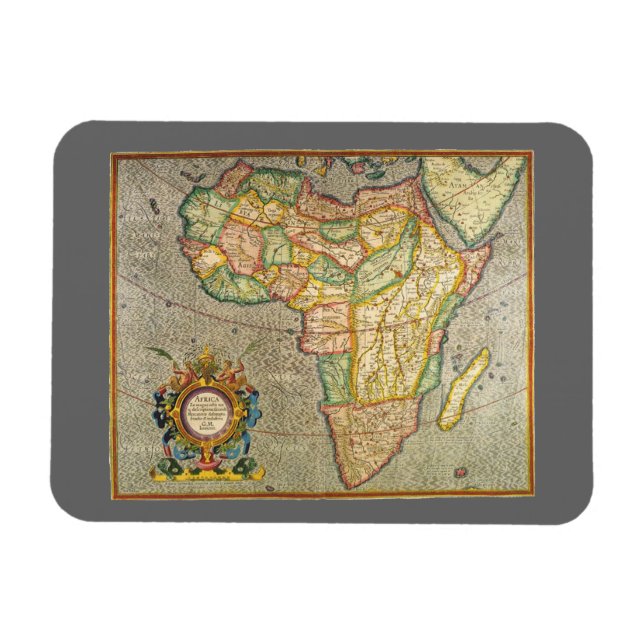 Ímã Mapa Antigo do Mundo de Gerardus Mercator da Áfric (Horizontal)