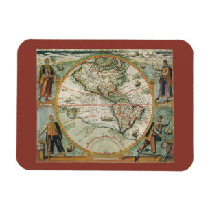 Ímã Mapa Antigo do Mundo Novo as Américas, Theodor de