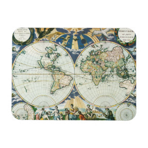 Ímã Mapa Antigo do Mundo por Pieter Goos, 1666