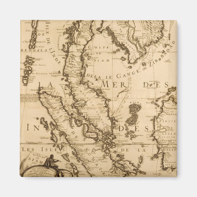 Imã Mapa antigo do Sudeste Asiático | 1687 (Frente)