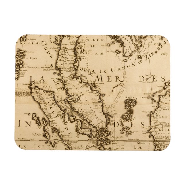 Ímã Mapa antigo do Sudeste Asiático | 1687 (Horizontal)