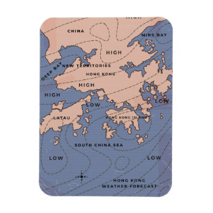 Ímã Mapa Antigo do Tempo de Hong Kong
