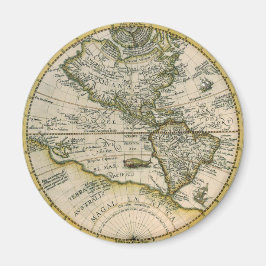 Imã Mapa Antiquado, 1596, America Sive Novus Orbis