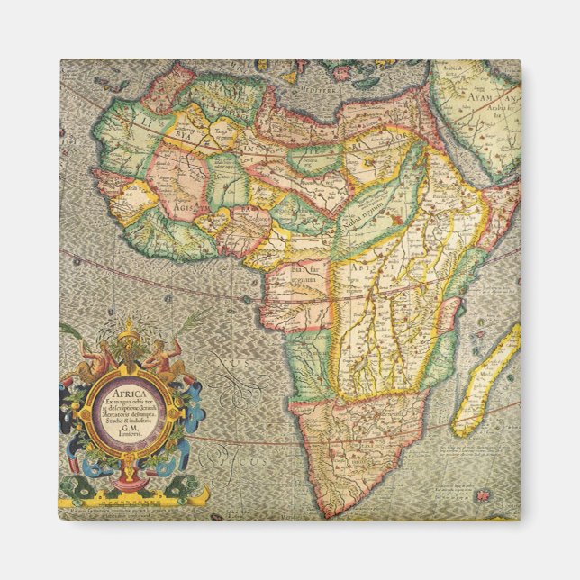 Imã Mapa Antiquado Gerardus Mercator da África (Frente)
