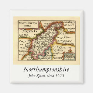 Imã Mapa Antiquário do Condado de Northamptonshire