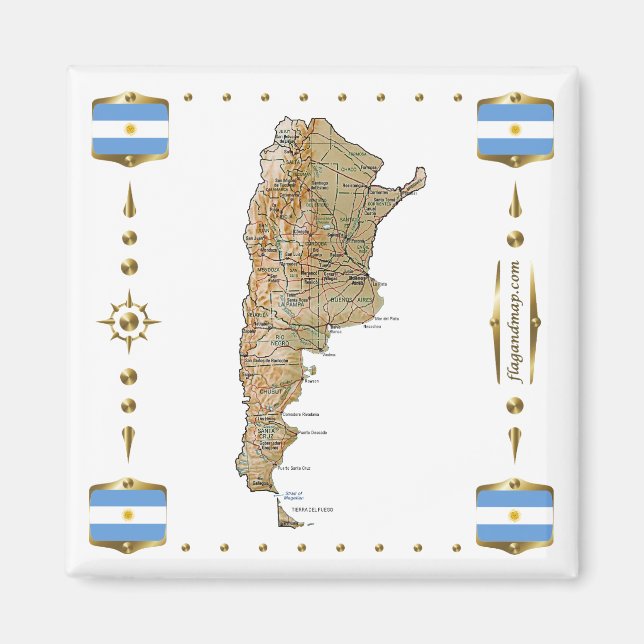 Imã Mapa Argentina + Íman de sinalizadores (Frente)