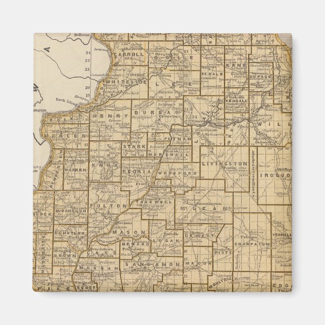 Imã Mapa Atlas de Illinois (Frente)