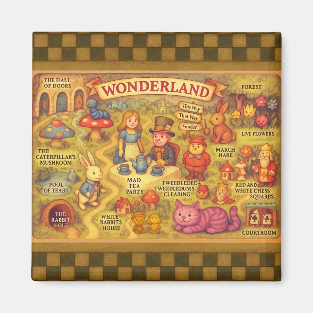 Imã Mapa Caprichoso das Aventuras de Alice no País das (Frente)