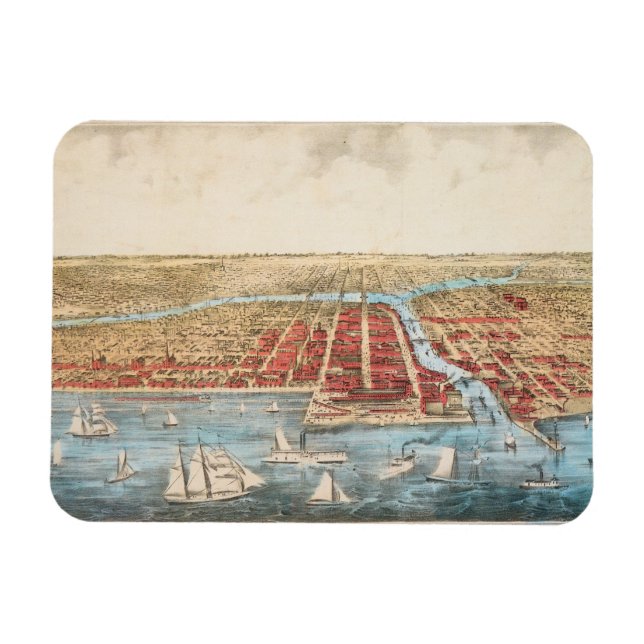 Ímã MAPA: CHICAGO, c1857 (Horizontal)