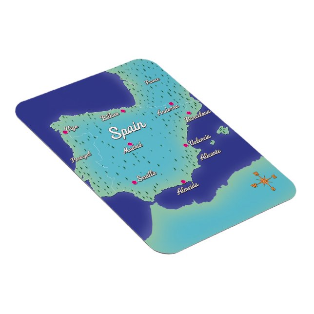 Ímã Mapa Clássico Da Espanha (Lado Direito)