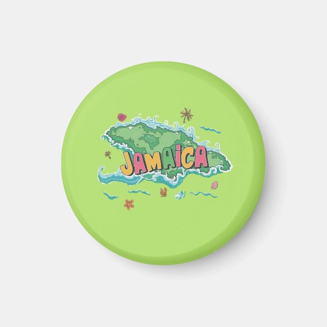 Imã Mapa colorido da ilha jamaicana (Frente)