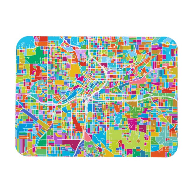 Ímã Mapa Colorido de Atlanta (Horizontal)