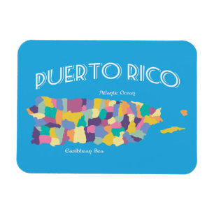 Ímã Mapa Colorido de Porto Rico
