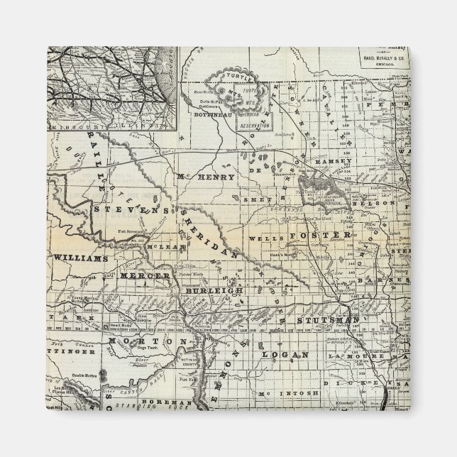 Imã Mapa correto de Dakota (Frente)