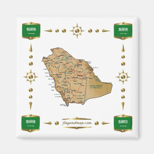 Imã Mapa da Arábia Saudita + ímã de sinalizadores
