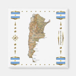 Imã Mapa da Argentina + ímã de sinalizadores