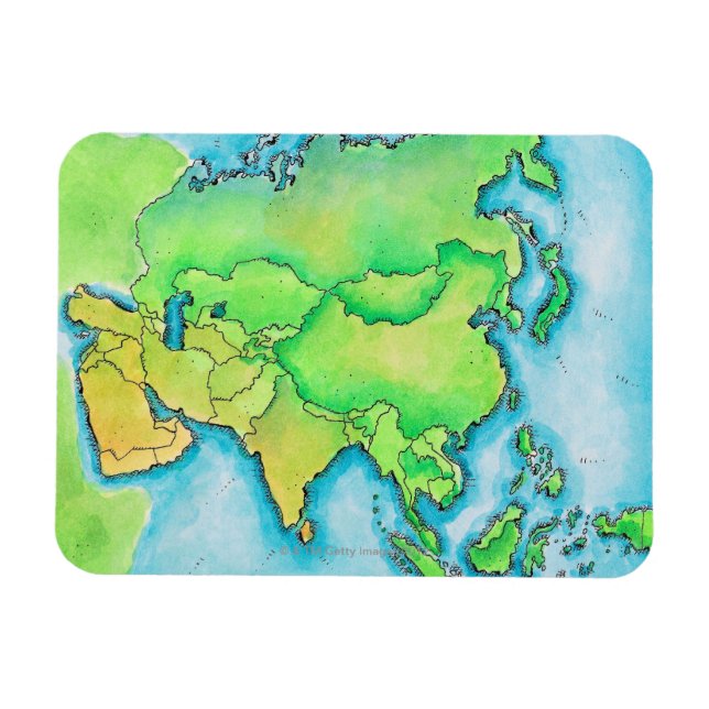 Ímã Mapa da Ásia (Horizontal)