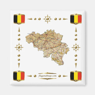 Imã Mapa da Bélgica + Magnet dos sinalizadores