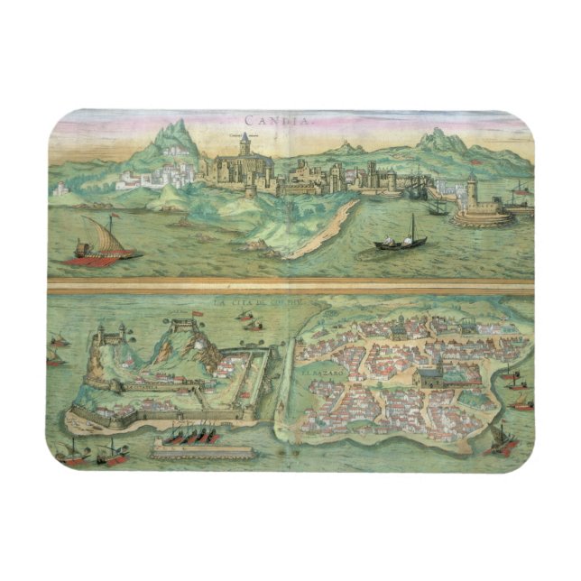 Ímã Mapa da Candia e Corfu, de Civitates Orbis Ter (Horizontal)