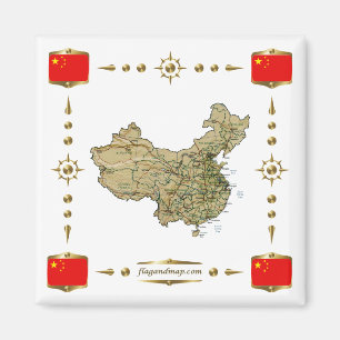 Imã Mapa da China + ímã dos sinalizadores