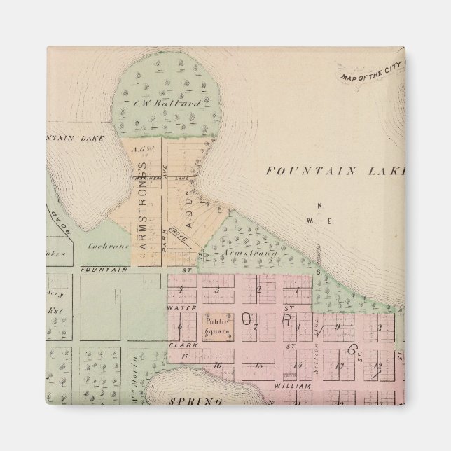 Imã Mapa da Cidade de Albert Lea, Minnesota (Frente)