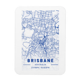Ímã Mapa da cidade de Brisbane Tint Azul
