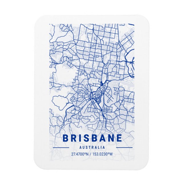 Ímã Mapa da cidade de Brisbane Tint Azul (Vertical)