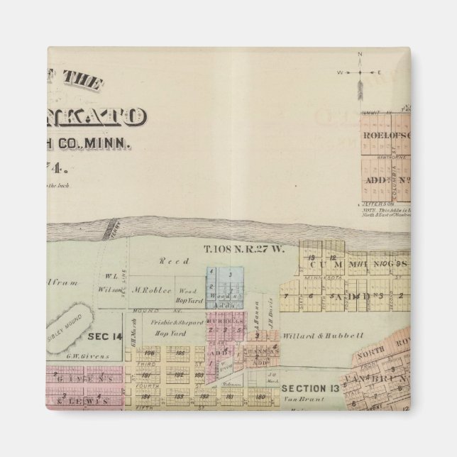 Imã Mapa da Cidade de Mankato, Minnesota (Frente)