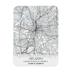 Ímã Mapa da Cidade do Viagem de Atlanta Georgia